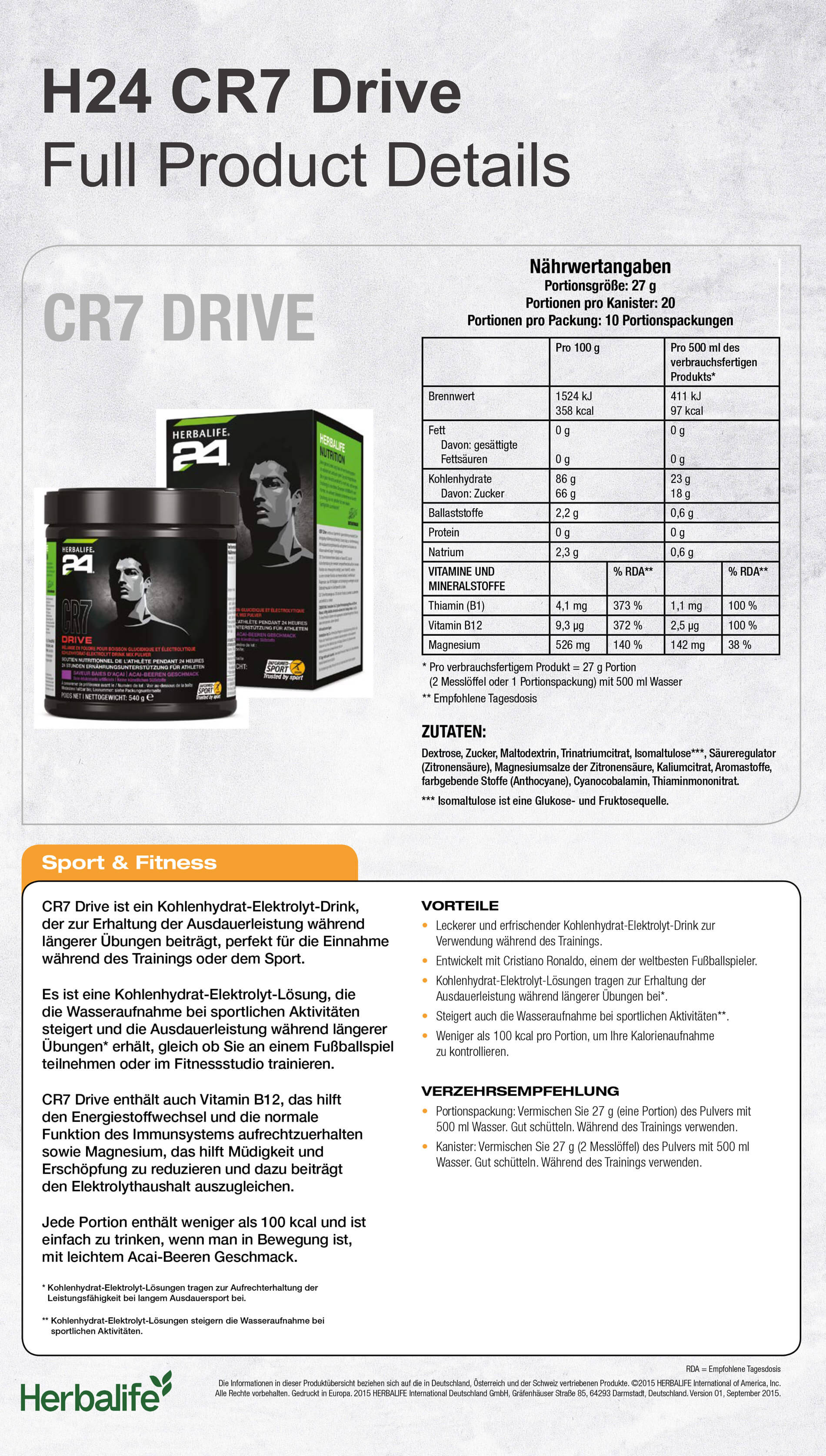 Herbalife H24 CR7 Drive 20 Portionen (ref: 1466)